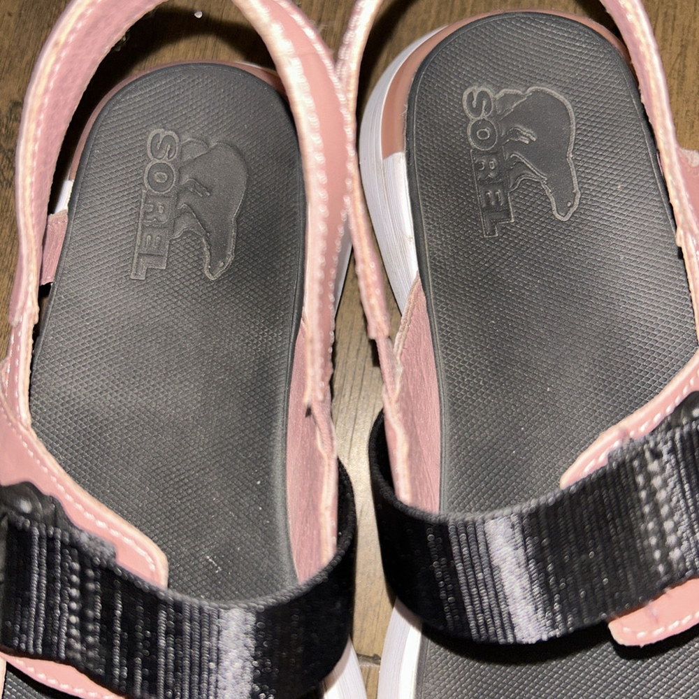 Sorel Womens Kinetic Impact Sling B/W Slingback Sandals 6.5 Medium Buckle Strap - Picture 3 of 7